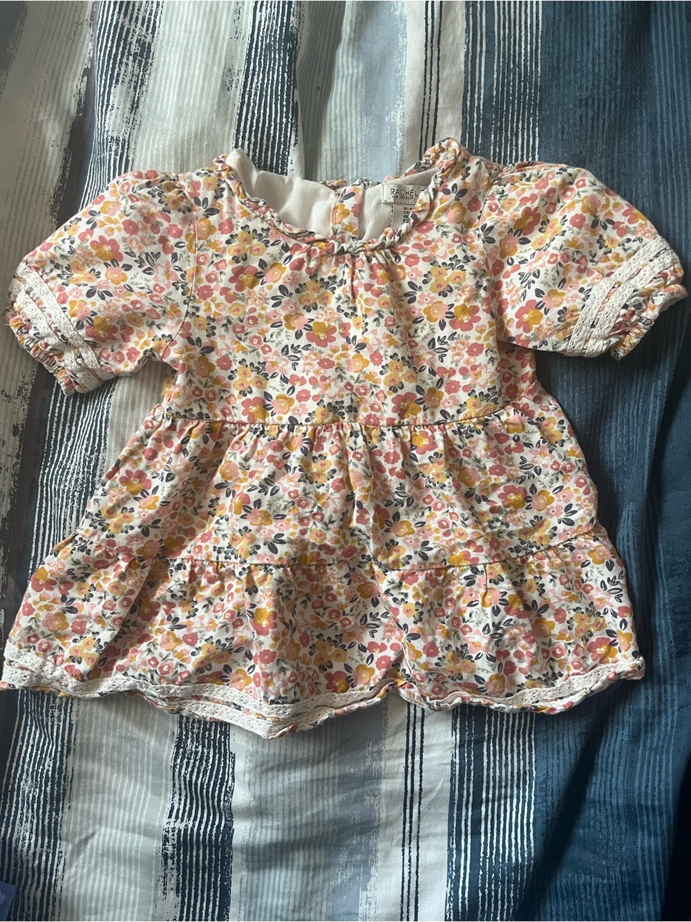 Rachel Zoe Girls Floral Peplum Top in Pink, Yellow & Cream
